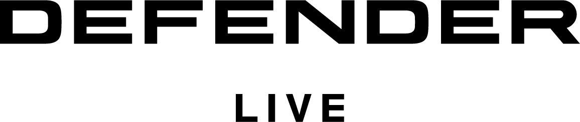 Logo_DEFENDER Live_schwarze Schrift_weißer Hintergrund