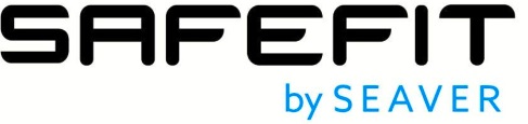 Logo von SAFEFiT by SEAVER, mit schwarzem Schriftzug SAFEFIT und blauem Zusatz „by SEAVER“.